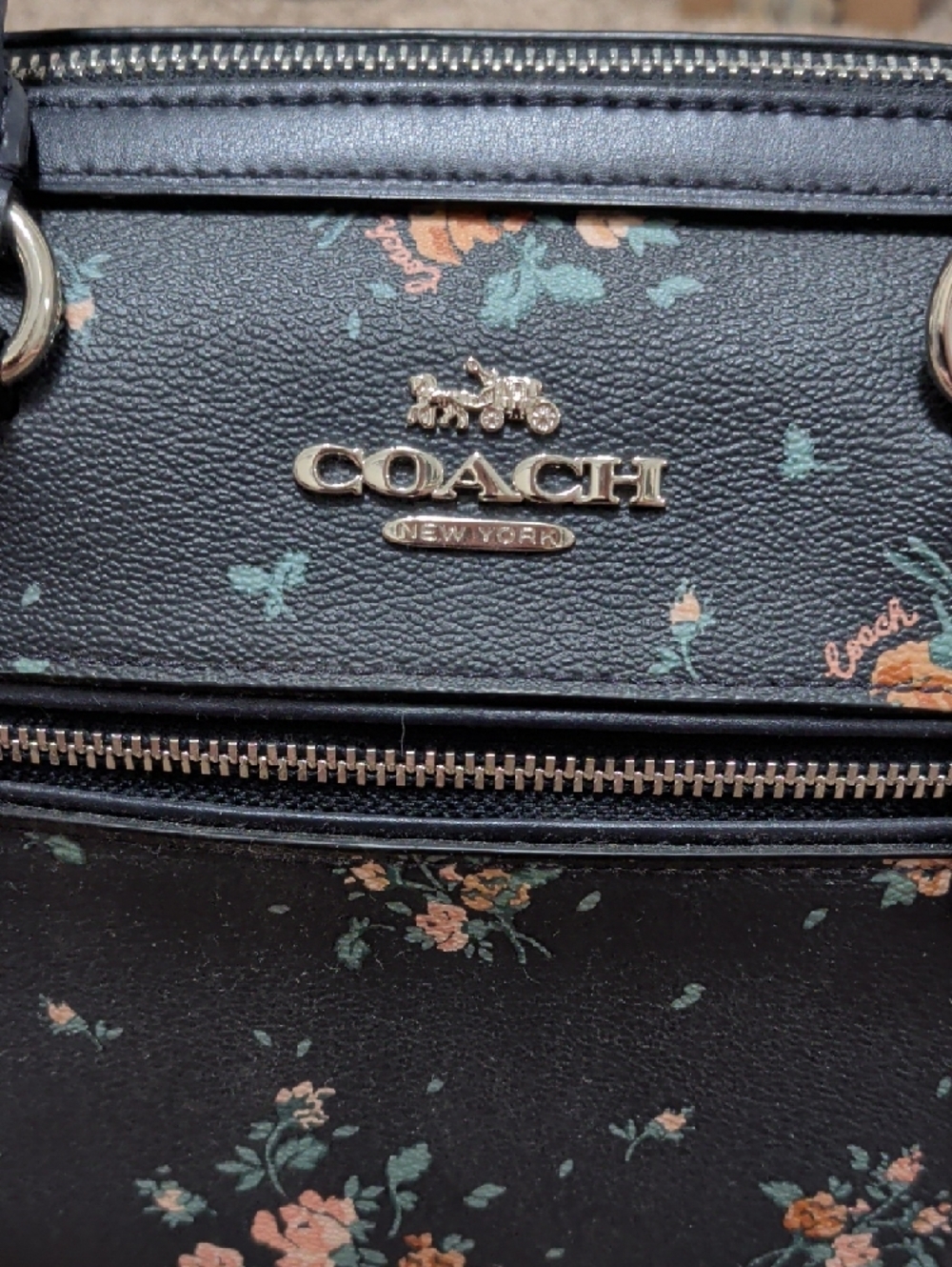 Coach Rowan mightnight navy rose bouquet floral dome satchel bag - Picture 4 of 13